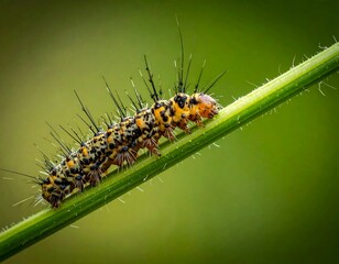 Fototapeta premium Closeup of a Caterpillar on a Stem.