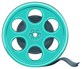 Turquoise Film Reel with Looping Ribbon