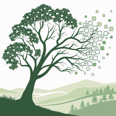 Obraz premium vector illustration of a green tree