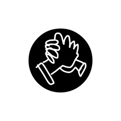 Obraz premium hand-shake-line-art-hand-draw-icon-vector.eps
