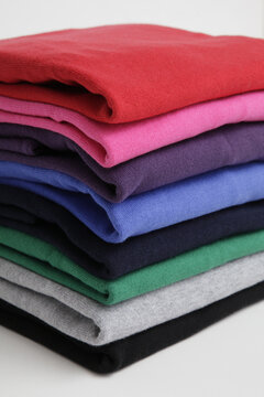 Stack of colorful folded sweaters