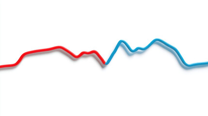 Abstract representation of a red and blue line on a white background. A vibrant image featuring a red and blue line, possibly representing data or a visual trend, against a clean white backdrop.
