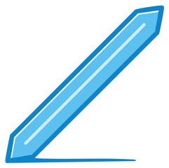 Obraz premium Cartoon Style Light Blue Sword Blade with Guard Fantasy Weapon Illustration