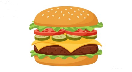 Delicious Double Cheeseburger with Lettuce and Tomato.