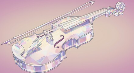 Elegant Violin and Bow on a Soft Pink Background.