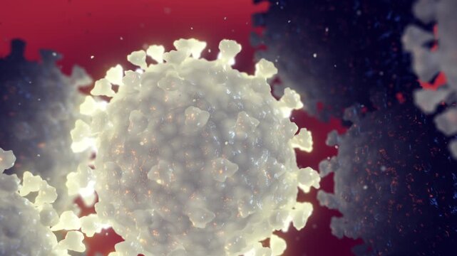 H5 Bird flu aka Avian Influenza viruses. Influenza A virus subtype H5N1 infecting human organism. The virus can infect humans who are in close contact with infected domestic animals