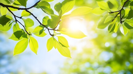 Obraz premium green leaves on a sunny day