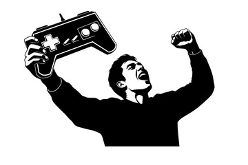 Vector Silhouette of a Retro Gaming Enthusiast with