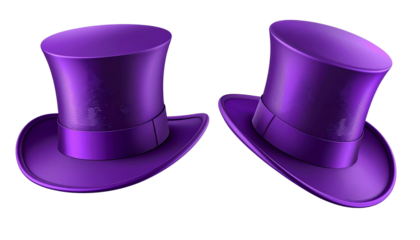 Elegant Purple Top Hat Variations Collection isolated on transparent background