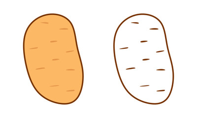 Cartoon Potato Vector Illustration. Colored and Outline Styles. Ideal for posters, packaging, icons, and agricultural themes