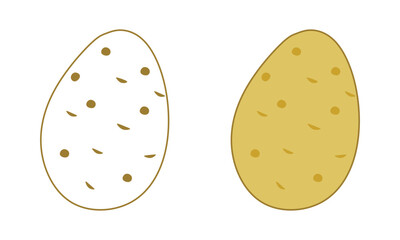 Cartoon Potato Vector Illustration. Colored and Outline Styles. Ideal for posters, packaging, icons, and agricultural themes