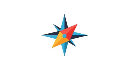 Abstract Compass Rose with Geometric Shapes and Vibrant Colors.