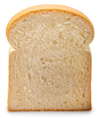A slice of white whole wheat bread isolated on white background, Sliced white sandwich bread on White Background With clipping path, High resolution photography.