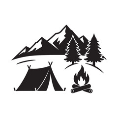 Fototapeta premium Hiking and camping icon vector illustration.
