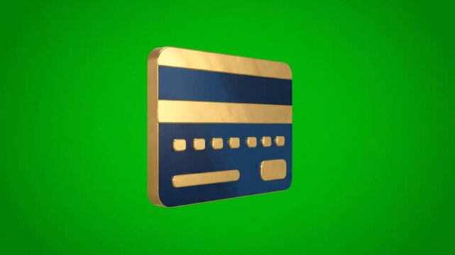 Animated credit card rotating on green screen background