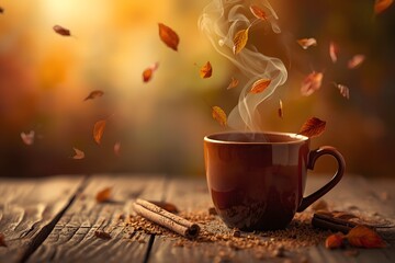 Warm and Cozy Autumn-Themed Scene Featuring a Rustic Harvest Arrangement