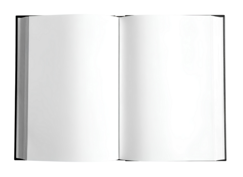 Firefly_Open Book with Blank Pages and Turning Page empty pages isolated on a transparent bac