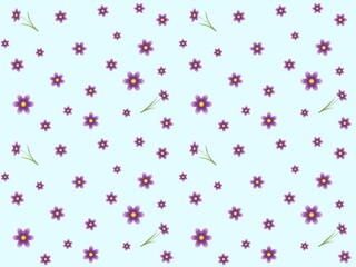 紫の花のシームレスパターン　C-3'