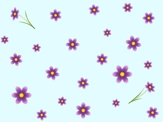 紫の花のシームレスパターン　C-3