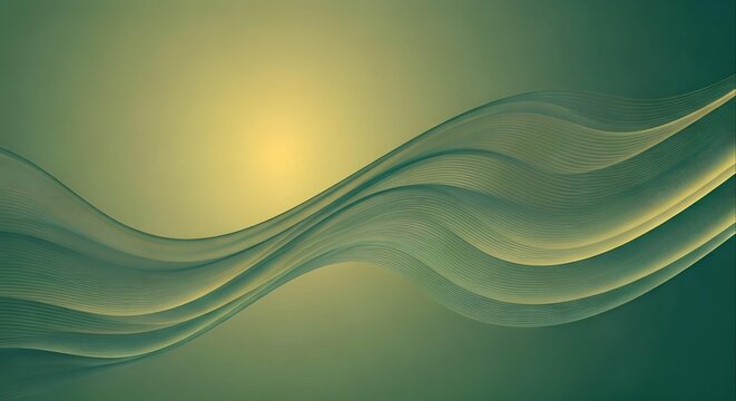 Gradient green and yellow wavy lines abstract background with a bright glowing center
