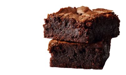 Delicious homemade chocolate brownies stacked on a dark background with a rich texture