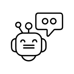 Chatbot character smiling with speech bubble and antennae design  