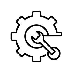 Gear icon with wrench for maintenance and engineering concepts  
