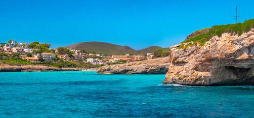Cala Mendia, Manacor Sea Coast, Mediterranean Sea, Mallorca, Balearic Islands, Spain, Europe