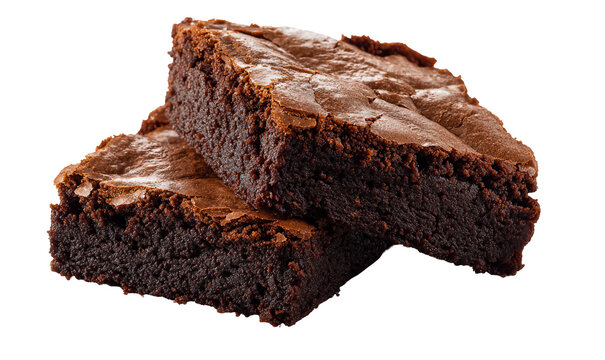 Rich dark chocolate brownie slices stacked on a black background