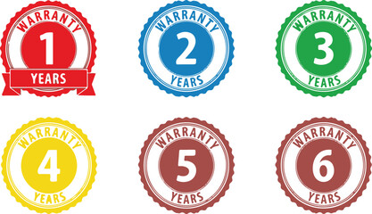 Warranty Seals Collection - 1 Year to 6 Years | Product Guarantee Badges for Quality Assurance, Retail Sales and Customer Trust