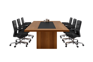 Modern conference room table with chairs ready for business meeting discussion