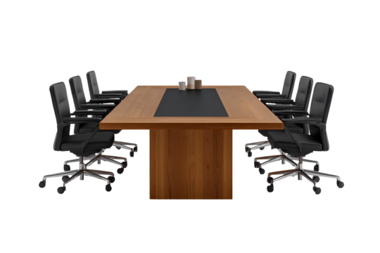Modern conference room table with chairs ready for business meeting discussion