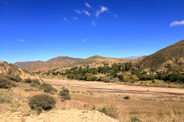 the landscape beside the river Puente Mayu Tambo between Sucre and Potosi in Bolivia