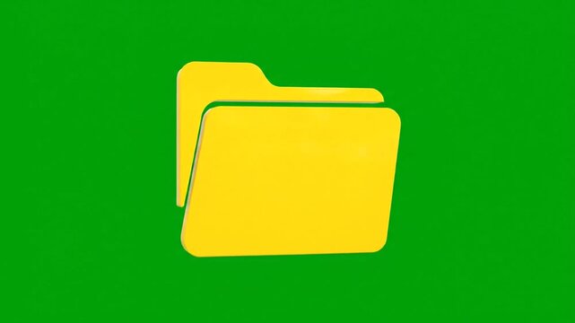 Animated yellow folder icon on green background