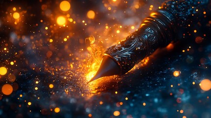 Ethereal Quill: Crafting Worlds with Light and Shadow in Artistic Display