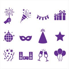 Party Celebration Icons Vector Set – Birthday, Festival, and Event Symbols