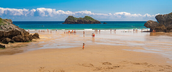 Coastline and Cliffs, Urban Beach of Celorio, Las Cámaras Beach, Palombina Beach, Protrected Landscape of the Oriental Coast of Asturias, Celorio, Llanes, Asturias, Spain, Europe