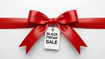 Black Friday Sale Gift with Red Ribbon - Powered by Adobe