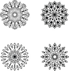 Mandala Floral Ornament Vector Set Decorative Pattern Design