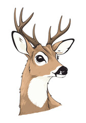 Hand-Drawn Deer Head Illustration – Realistic Wildlife Vector Art.