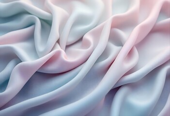 Close-up of pastel pink and blue fabric with smooth folds and soft lighting against a white background.