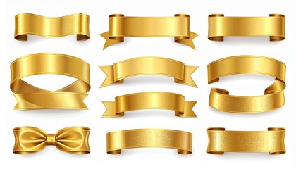 Golden Banners and Ribbons Design Elements