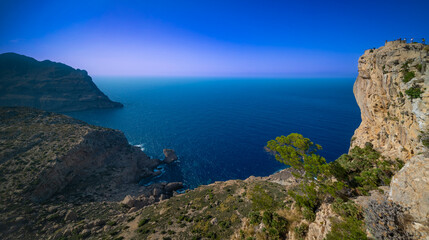 Es Colomer Viewpoint, Formentor Peninsula, Pollensa Bay, Comarca Sierra de Tramuntana, Mediterranean Sea, Mallorca, Islas Baleares, Spain, Europe