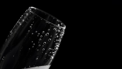 Champagne bubbles in a glass with elegant background