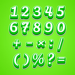 Red 3d number and math symbols with white shadow effect match bold typography style