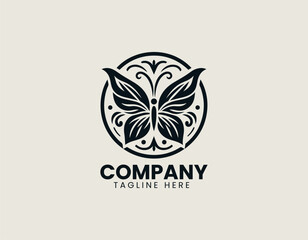 Fototapeta premium Leaf Butterfly vector logo illustration