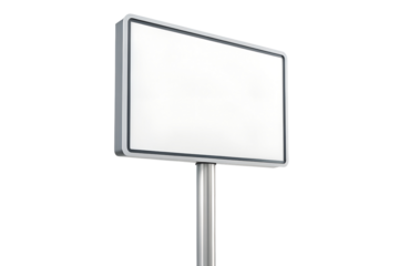 PNG image of Blank White Sign on Pole