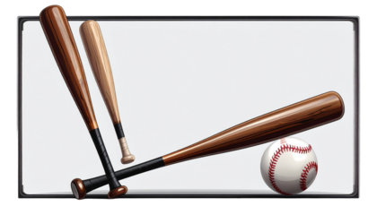 Sports cricket bat and red ball isolated on transparent background