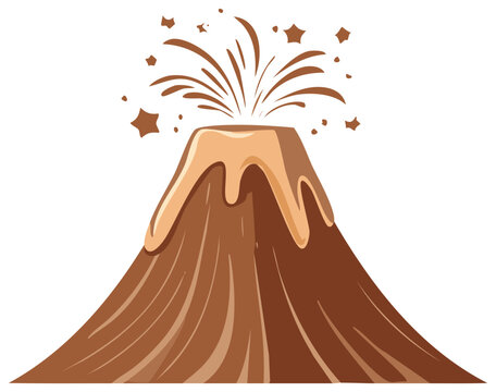 brown volcano erupting with stars clip art preview