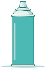 Turquoise aerosol spray can with a light blue cap and nozzle on a white background with a light shadow